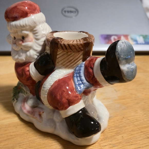 Vintage Ceramic Santa Taper Candle Holder Retro Kitsch Christmas Figurine 5” - Picture 7 of 10